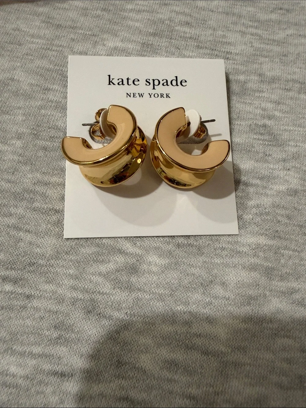 kate spade Beige/Neutral Bold Small Hoops/NWT